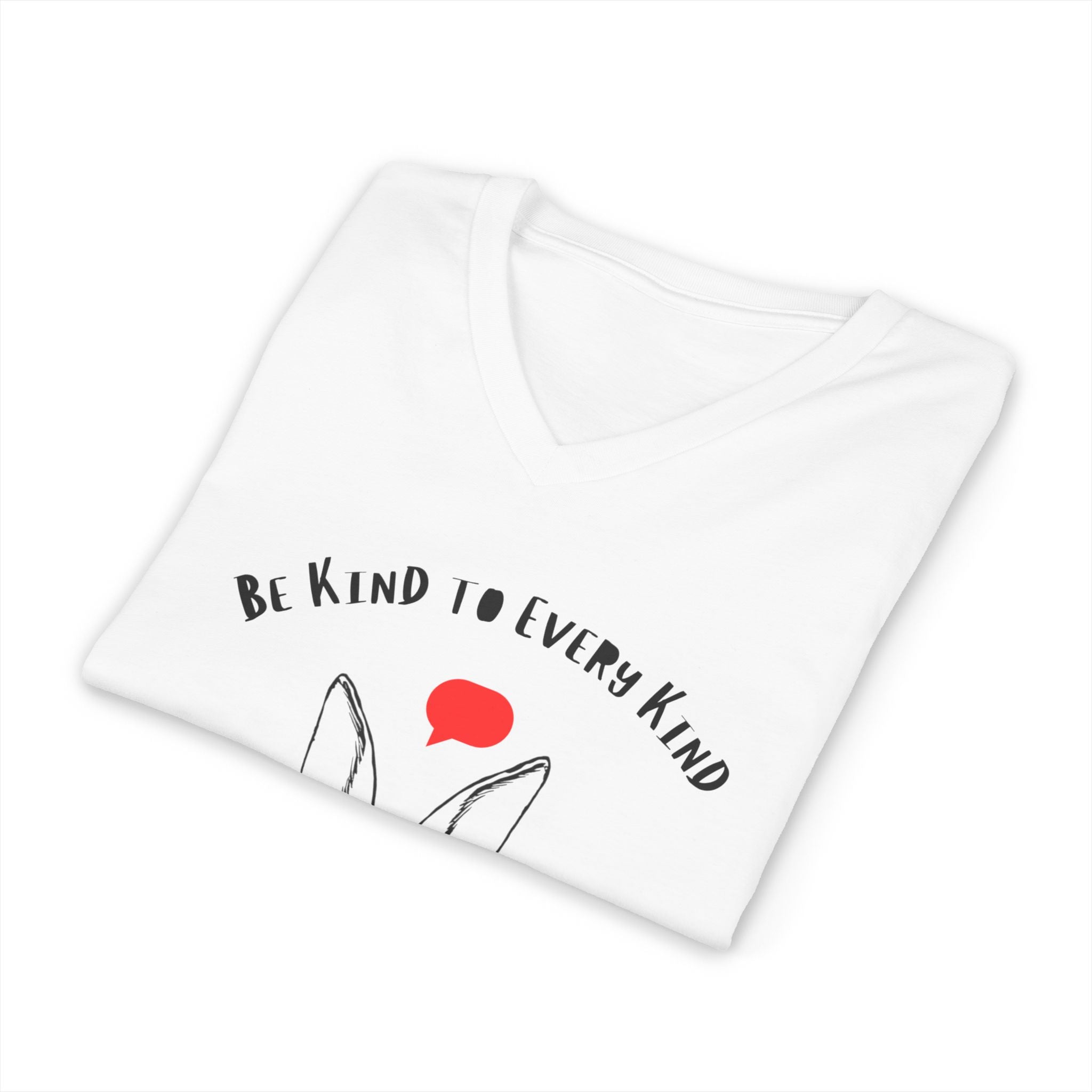 Be Kind Bunny V-Neck Tee — "Be Kind to Every Kind" Cute Rabbit Graphic Shirt