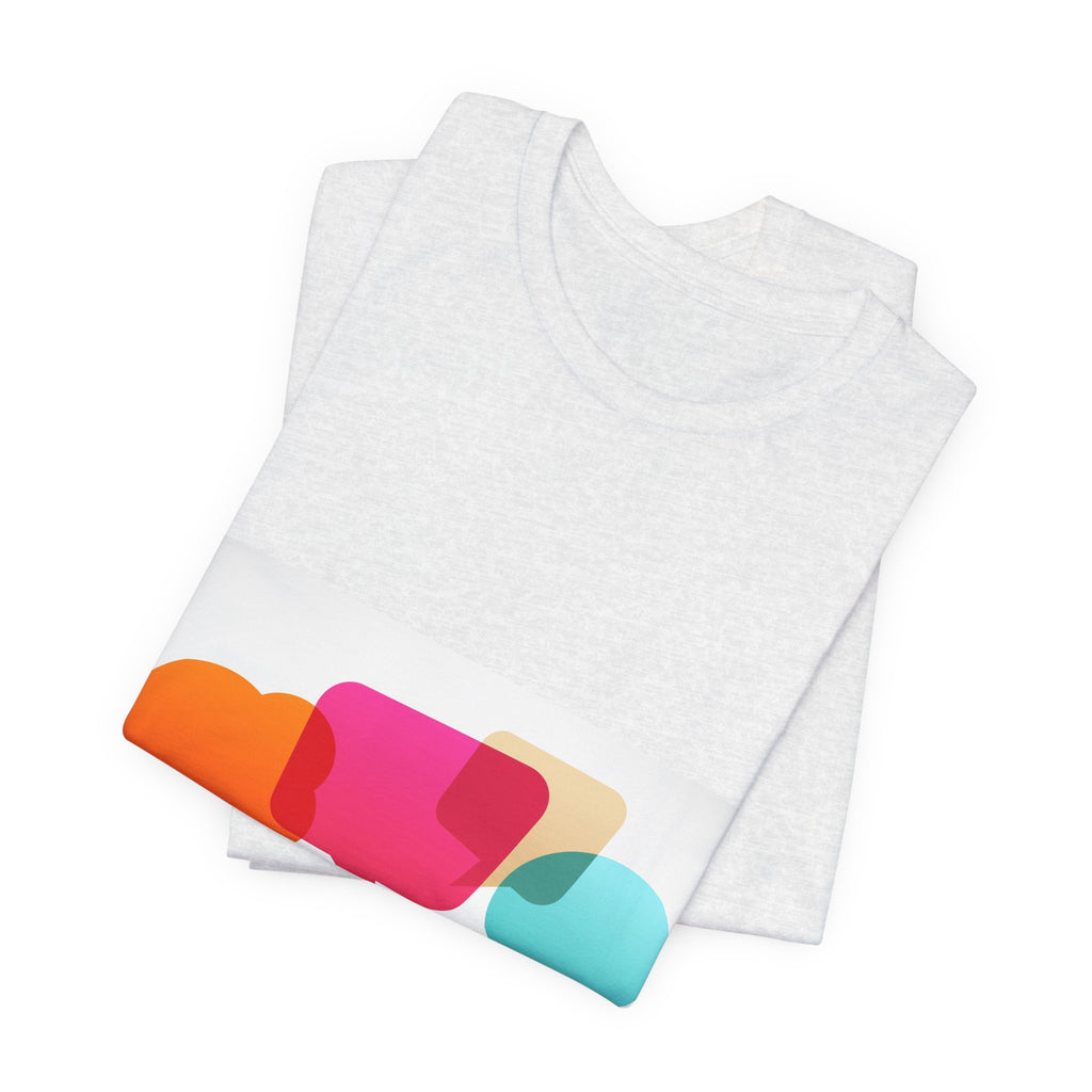 Conversation Crew Graphic Tee — Colorful Speech Bubble Design