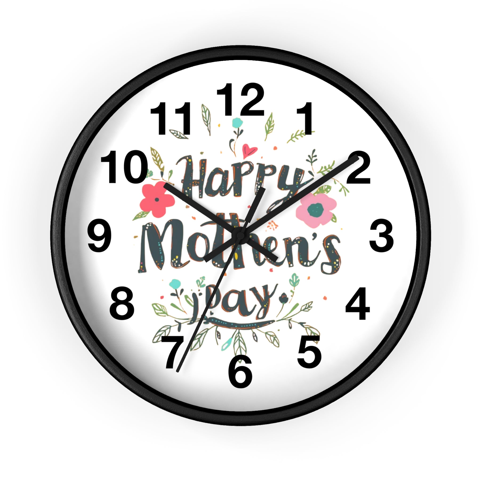 Mother's Day Wall Clock — 'Happy Mother's Day' Floral Decorative Clock