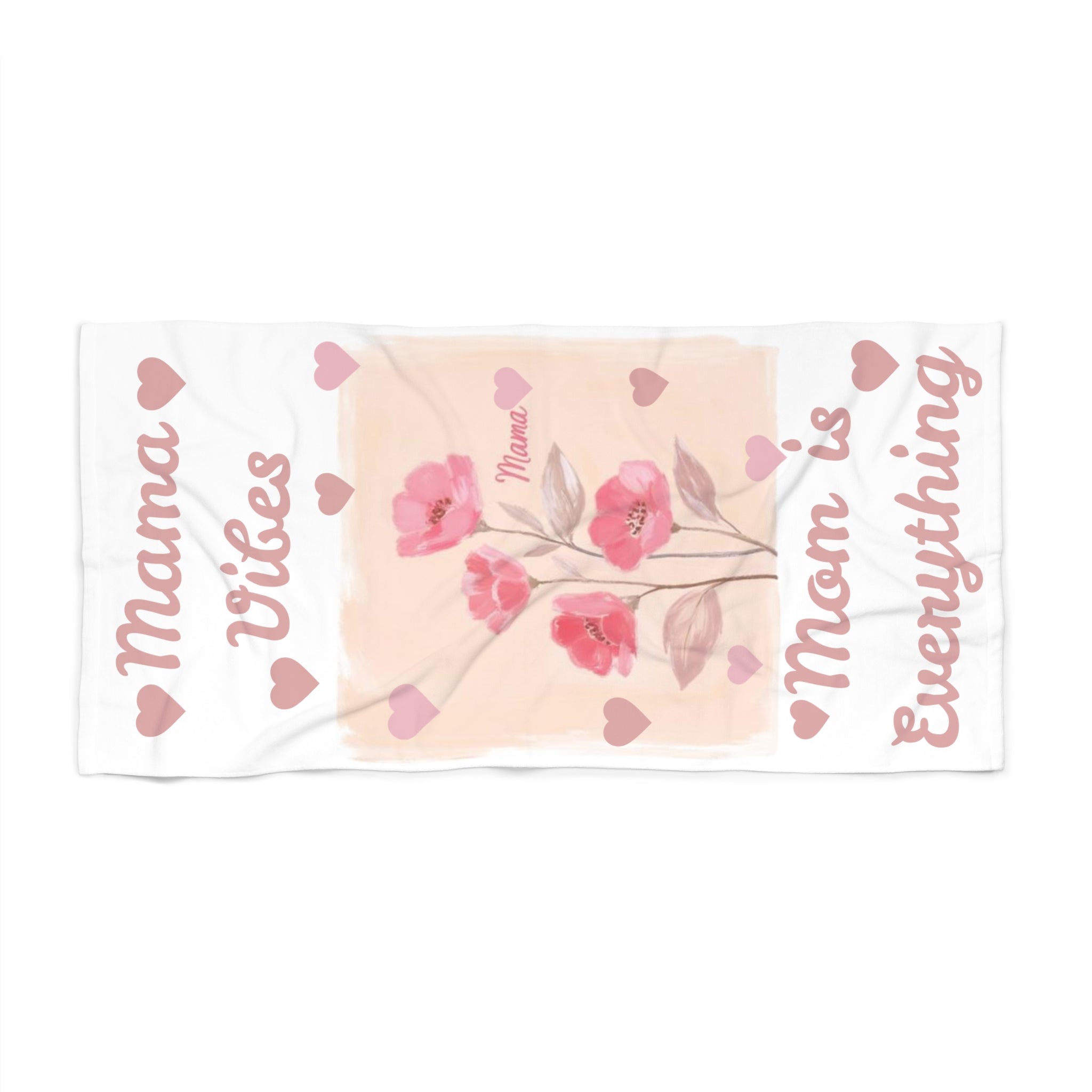 Mama Vibes Floral Beach Towel — 'Mom is Everything' Mother's Day Pool Towel