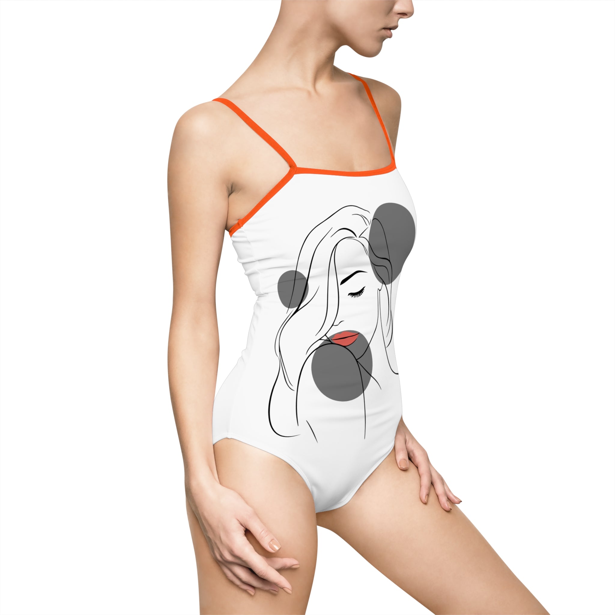 Minimalist Line Art Swimsuit — 'Push Your Limits' One-Piece