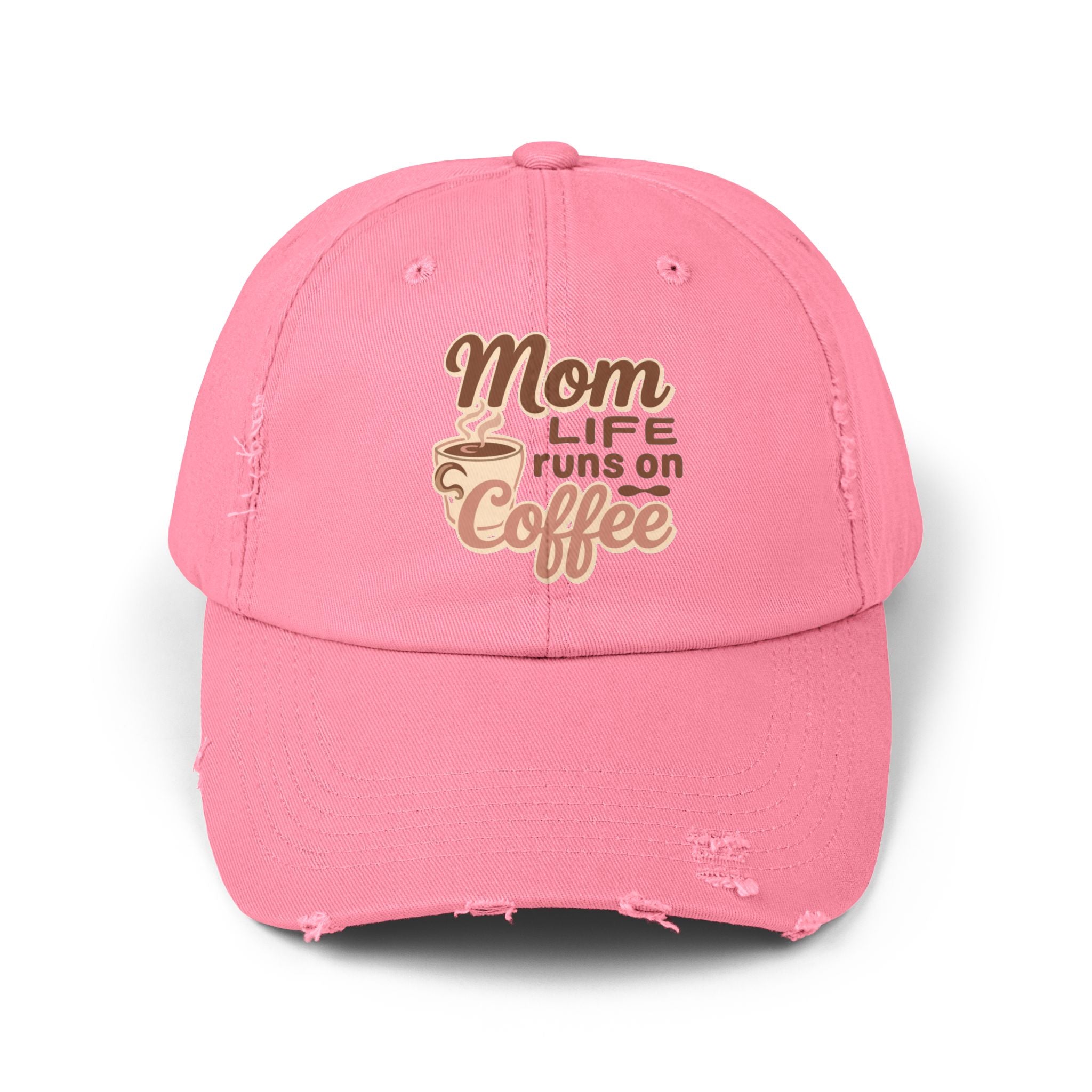 Mom Life Runs on Coffee Distressed Cap