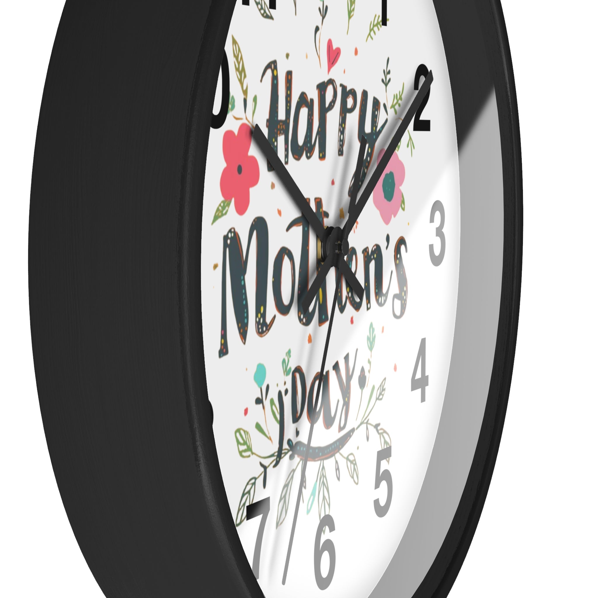 Mother's Day Wall Clock — 'Happy Mother's Day' Floral Decorative Clock