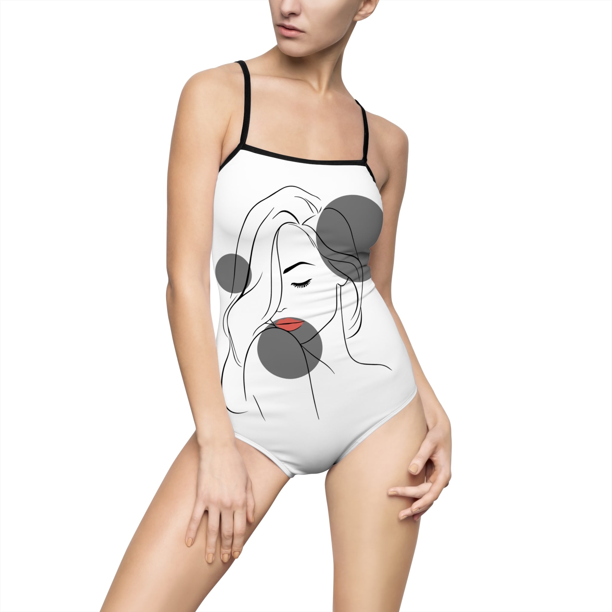 Minimalist Line Art Swimsuit — 'Push Your Limits' One-Piece