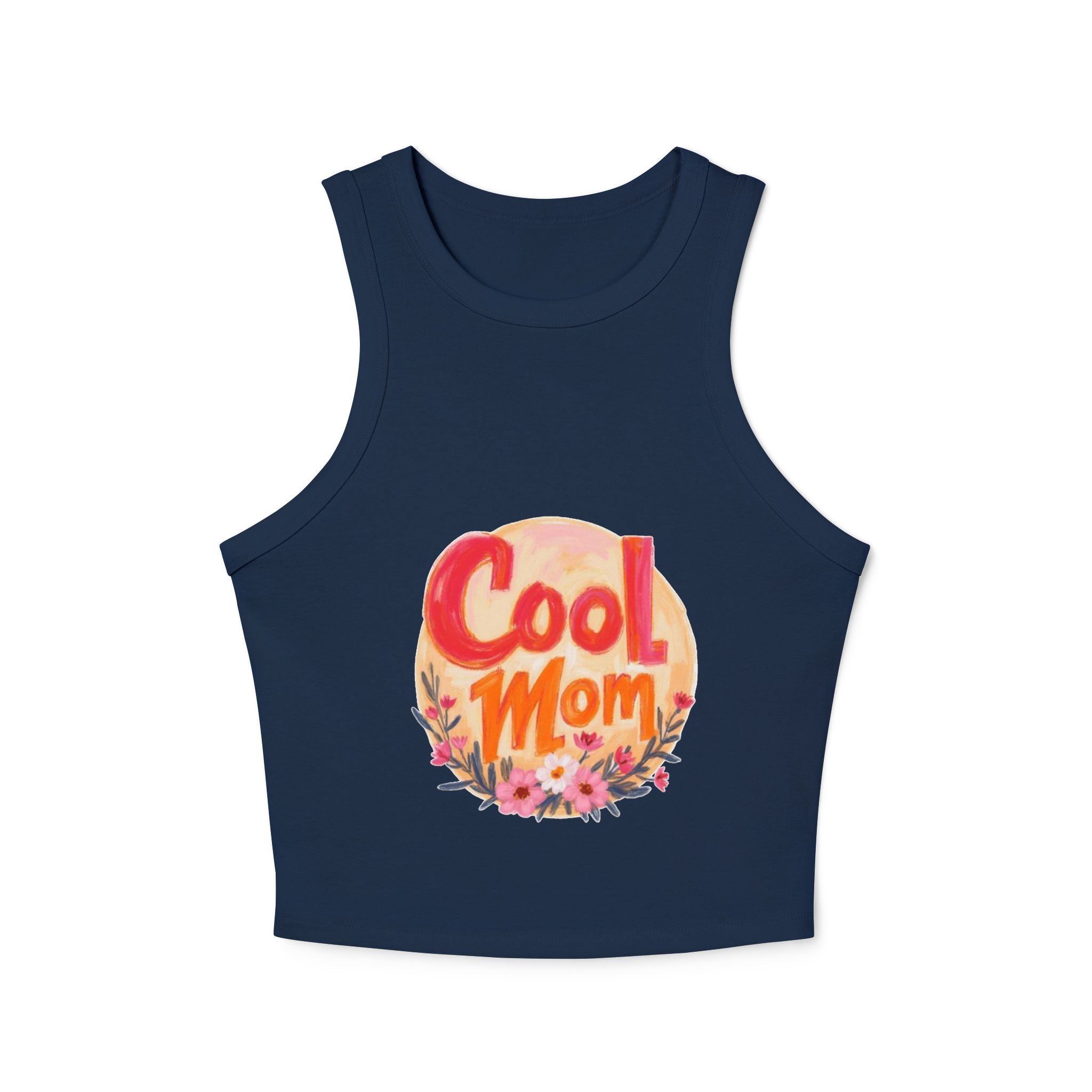 Cool Mom Racer Tank — Women's 'Cool Mom' Floral Micro Rib Tank Top (LOVE Back)