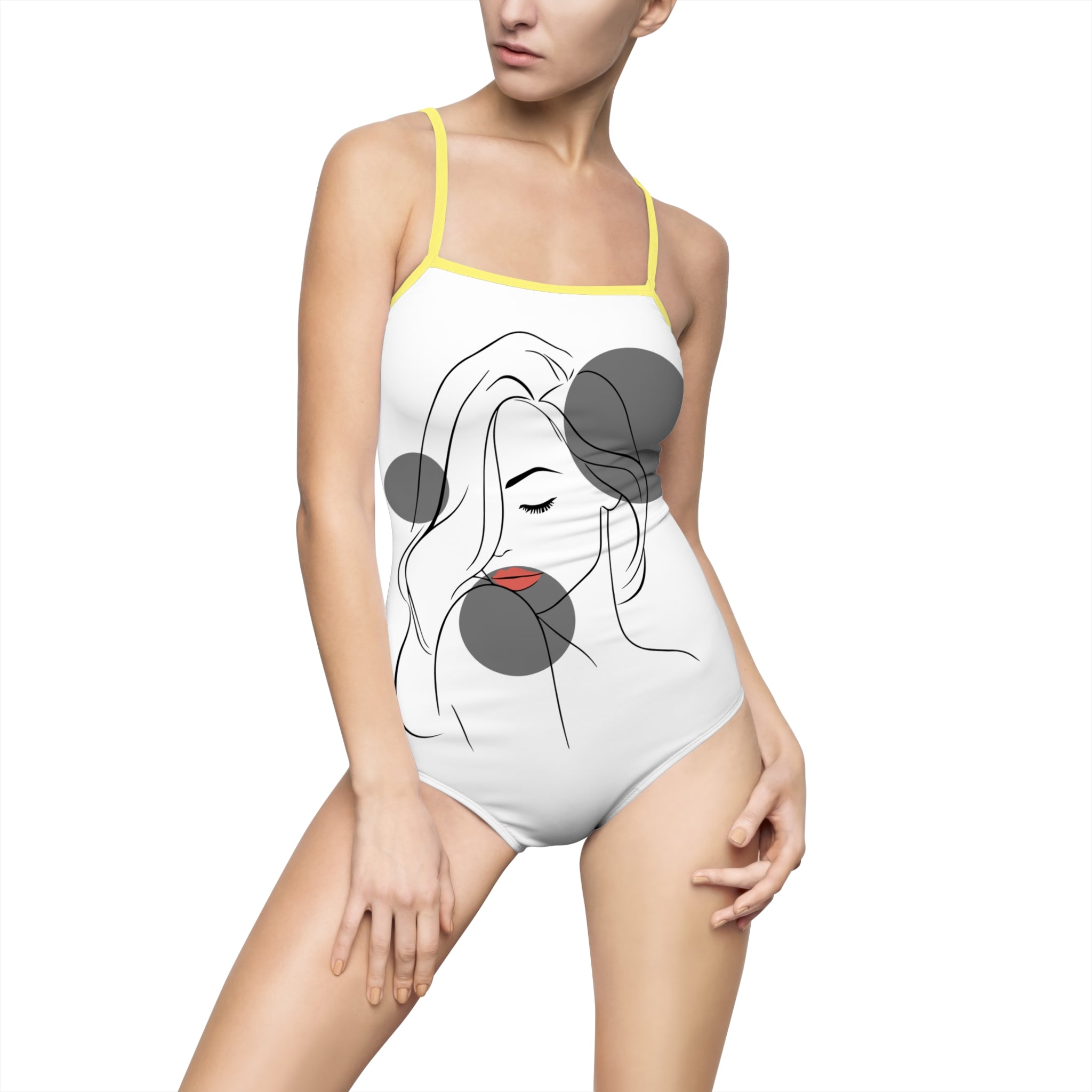 Minimalist Line Art Swimsuit — 'Push Your Limits' One-Piece