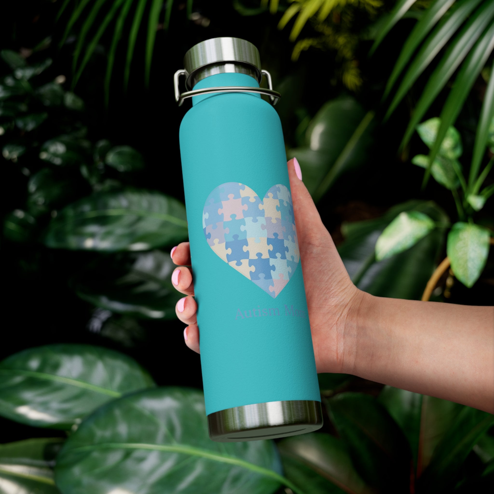 Autism Mom Puzzle Heart Copper Insulated Bottle — 22oz Vacuum Flask
