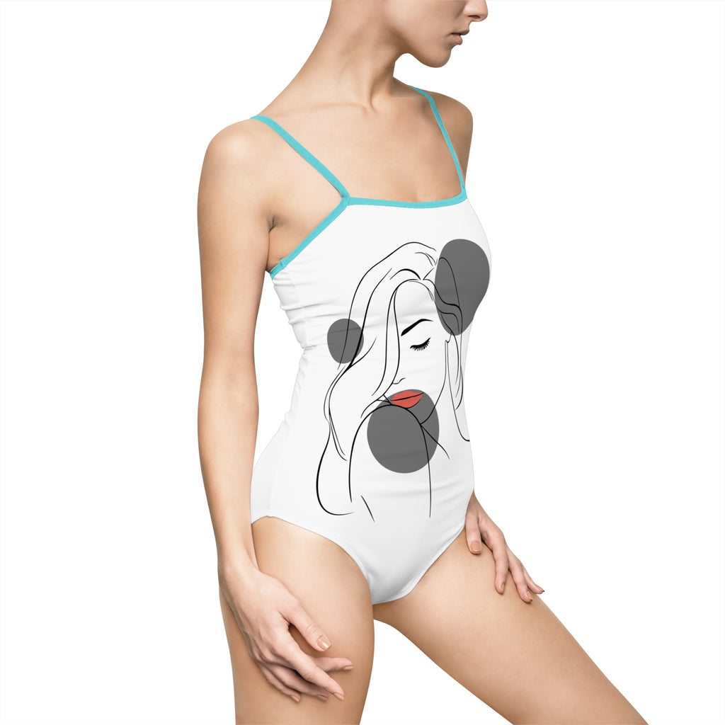 Minimalist Line Art Swimsuit — 'Push Your Limits' One-Piece