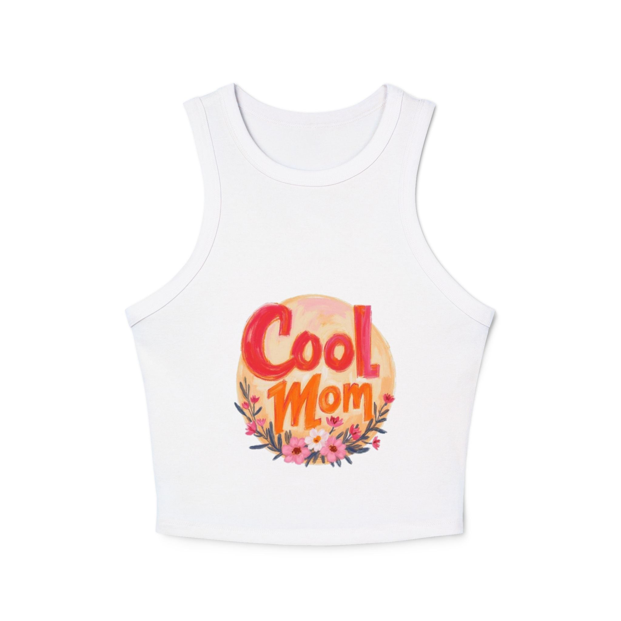 Cool Mom Racer Tank — Women's 'Cool Mom' Floral Micro Rib Tank Top (LOVE Back)
