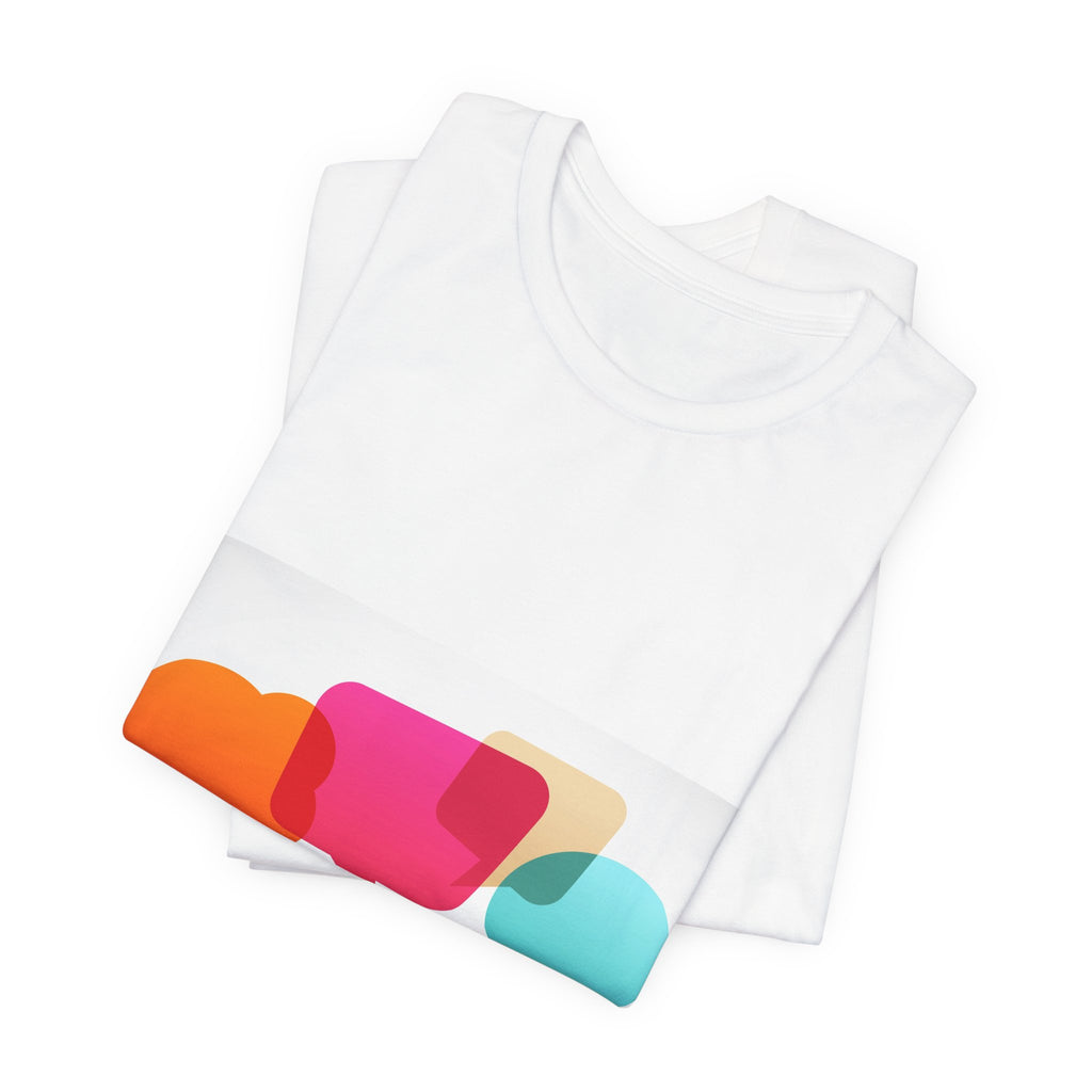 Conversation Crew Graphic Tee — Colorful Speech Bubble Design