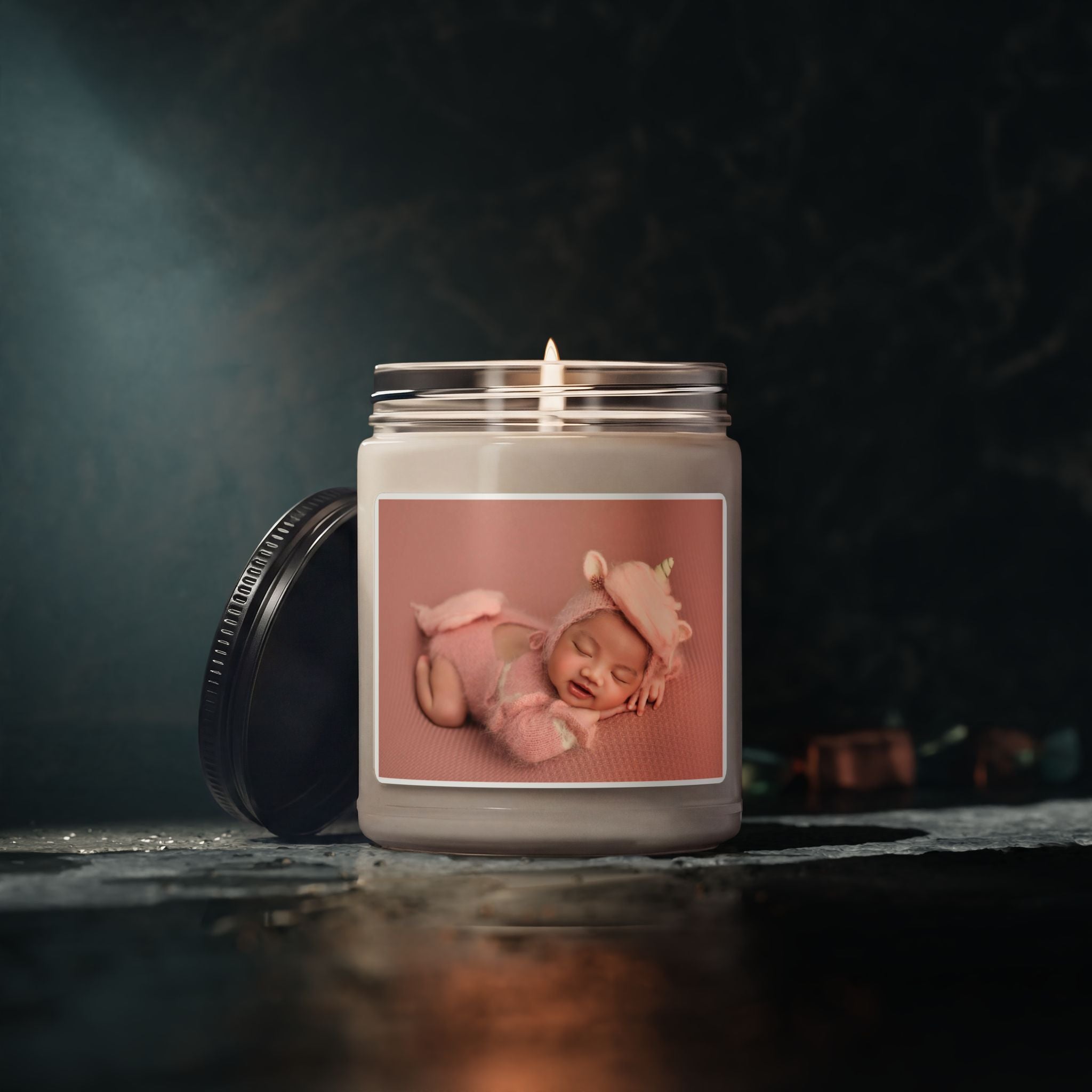 Baby Photo Soy Candle — 9oz Scented Keepsake Candle (Personalized Newborn Gift)