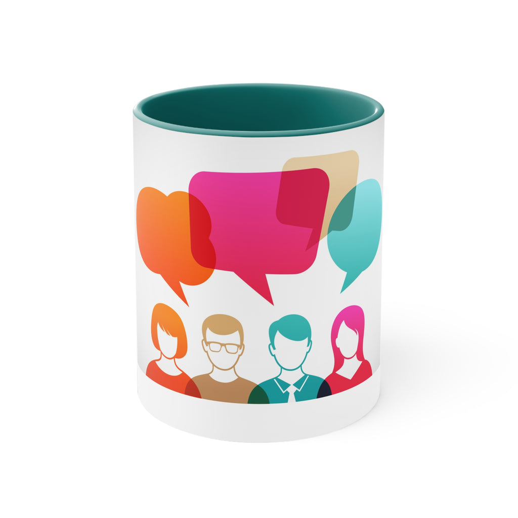 Conversation Club Accent Mug — Colorful Speech Bubbles Team Coffee Cup