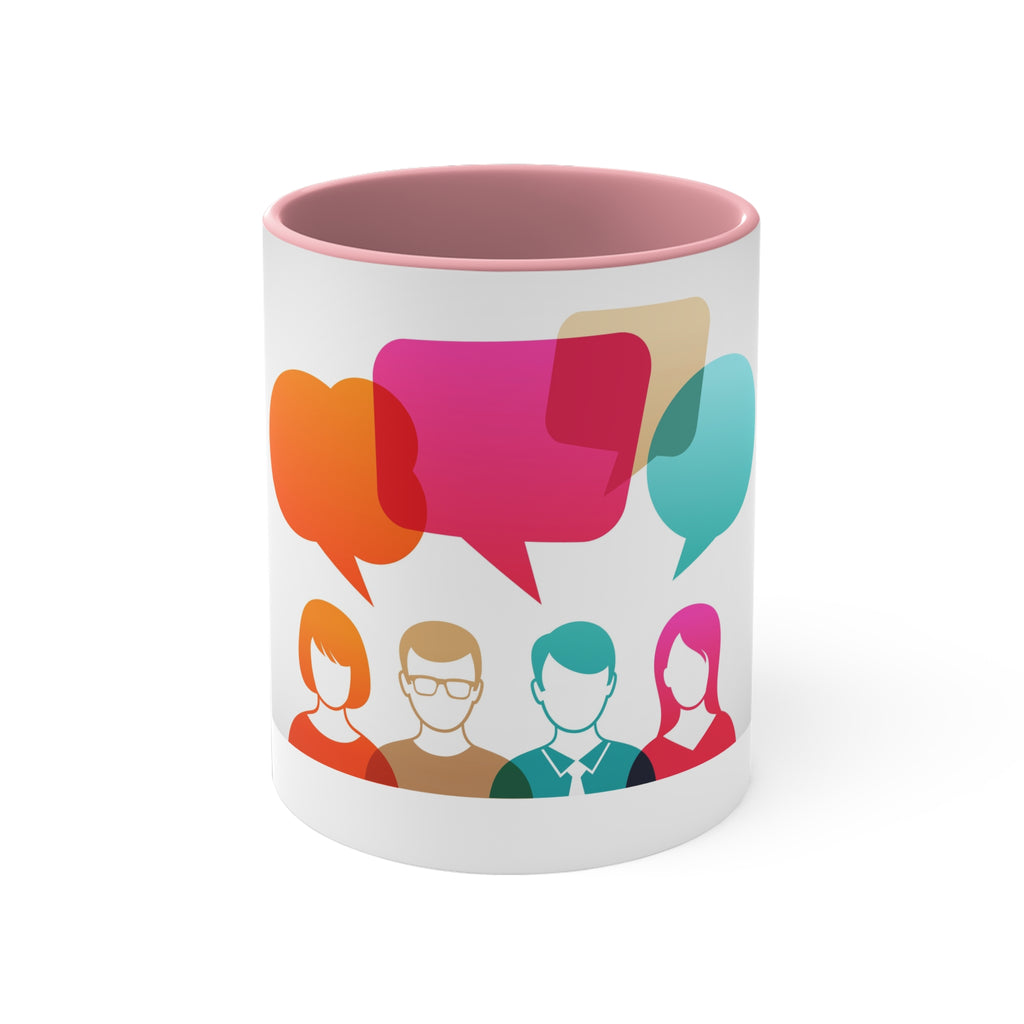 Conversation Club Accent Mug — Colorful Speech Bubbles Team Coffee Cup