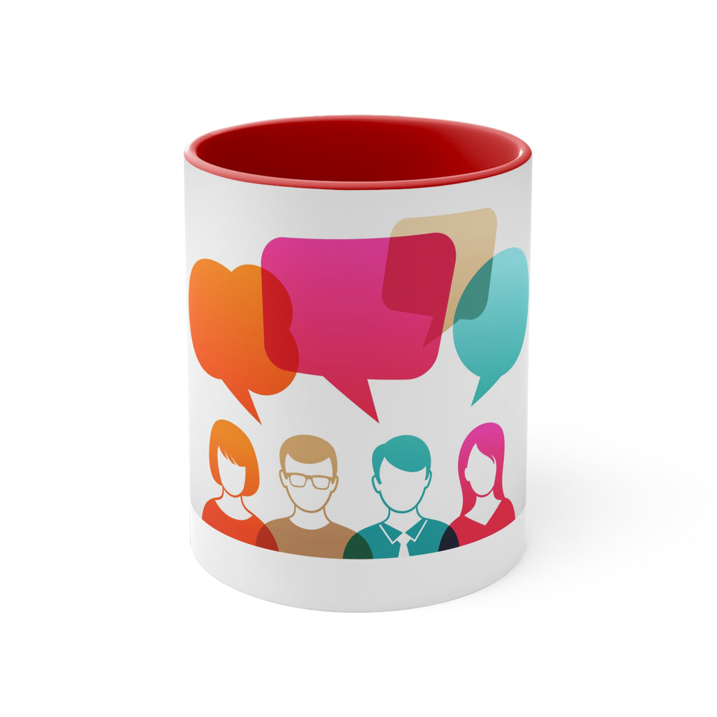 Conversation Club Accent Mug — Colorful Speech Bubbles Team Coffee Cup
