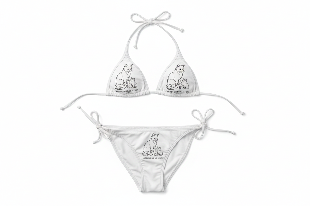 White Cat Sketch Bikini